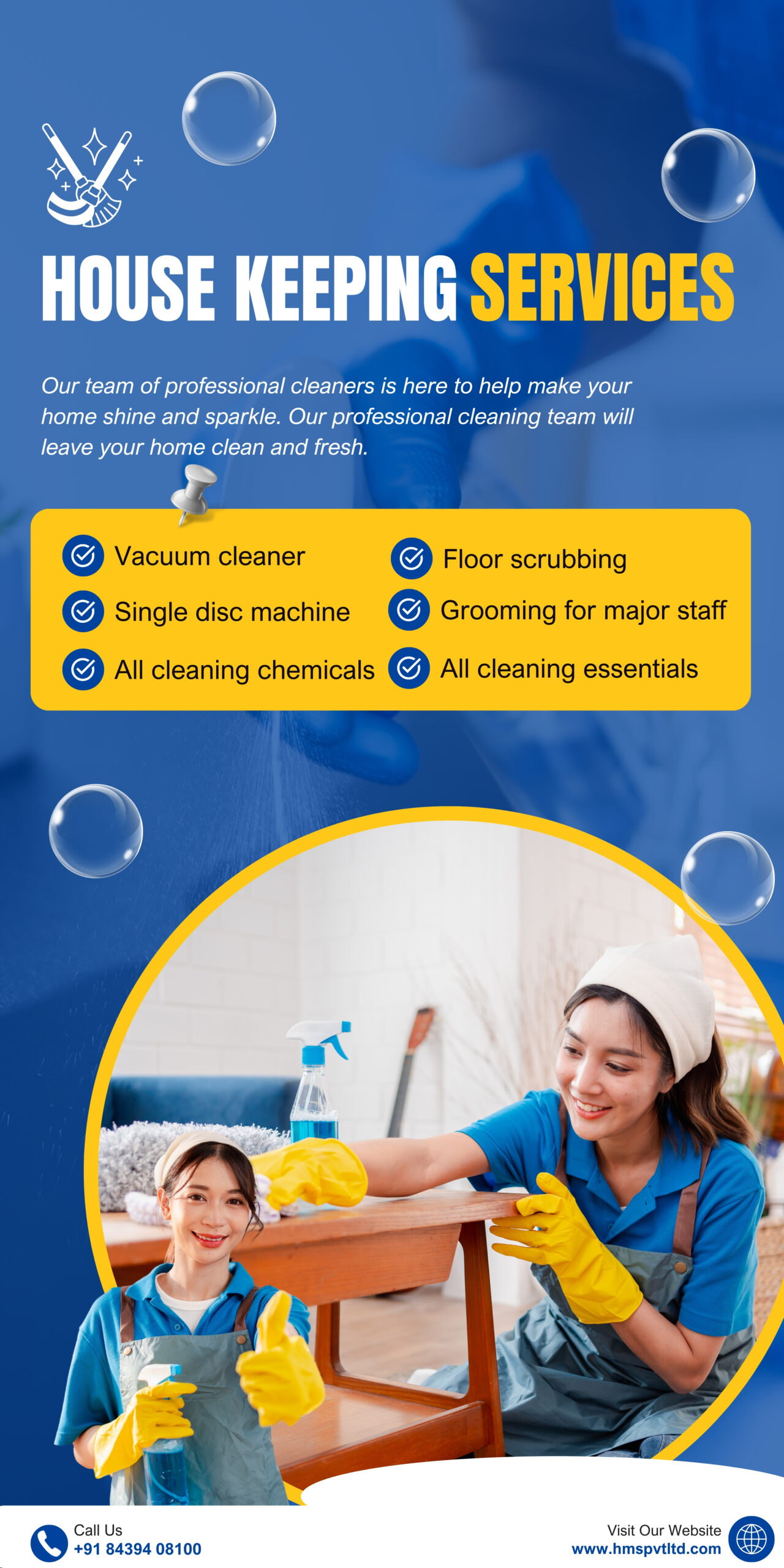 Blue and Yellow Modern Cleaning Services Instagram Post (Medium Banner (US)) (3)